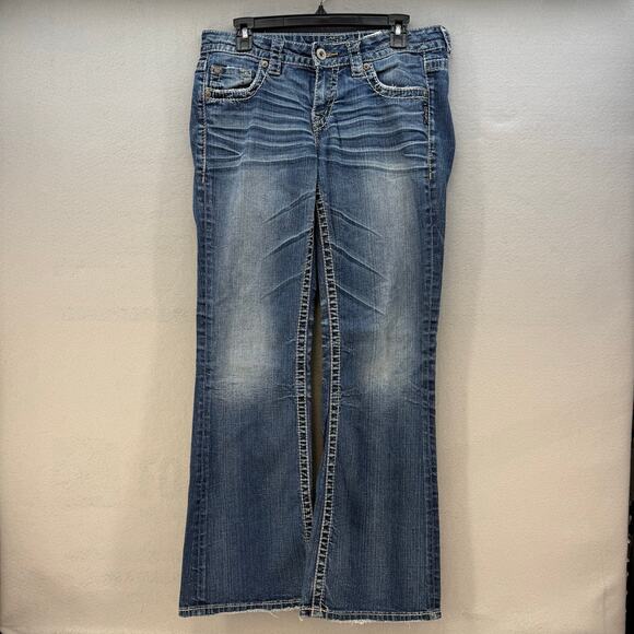Silver Jeans Denim - Silver Jeans Womens 29x31 (8) Blue Lola Flare Low Rise Boyfriend Y2K Jeans